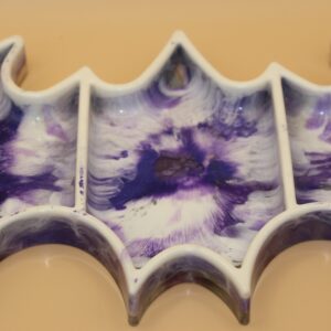 White & Purple Marbled Batman Trinket Tray